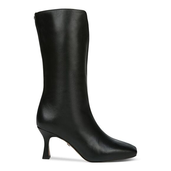 NWT SAM EDELMAN Womens Black V-Notch Cutout Lolita Square Toe Heeled Boots 9.5 M - Picture 3 of 5